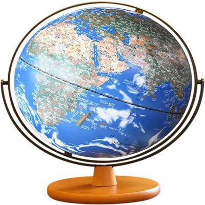 Newest World Globe 720 Rotating World Globe With Wooden Frame Geography Desktop Lighting Education 12 Large Nebula World Globe