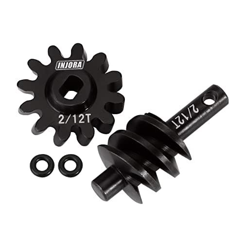 INJORA Overdrive Differential Axle Steel Gears 2/12T Steel Worm Gears Upgrade Parts for AX24 SCX24 C10 JLU Gladiator Bronco Deadbolt Axial 1/24 RC Crawler Car