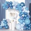 143Pcs Blue Balloons Arch Garland Kit, Different Size Metallic Blue Macaron Confetti Balloons for Boys Blue Birthday Baby Shower Wedding Ocean Themed Party Background Decorations Supplies view 1