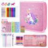MAIGOZON Fruit Scented Markers Set 56Pcs with Glitter Unicorn Pencil Case & Stationery,Art Supplies for Kids Ages 4-6-8, Art Coloring Kits Box,Gifts Toy for Girls Age 5,7,Pencil&Crayon Drawing Stuff view 1