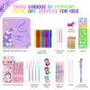 MAIGOZON Mermaid Art Craft Kit for Kids, 56 Piece Set with Pencil Case, Markers, Crayons, Gel Pens, Erasers, Stencils, Ruler view 2