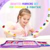 MAIGOZON Mermaid Art Craft Kit for Kids, 56 Piece Set with Pencil Case, Markers, Crayons, Gel Pens, Erasers, Stencils, Ruler view 3