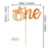 24 PCS Pumpkin 1st Birthday Cupcake Toppers Glitter Fall Theme First Birthday Cupcake Picks Pumpkin One Cake Decorations for Baby Shower Kids 1st Birthday Party Supplies Orange view 2