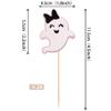 24 PCS Ghost Cupcake Toppers Pink and Black Glitter Bow Spooky Halloween Cupcake Picks for Halloween Ghost Theme Baby Shower Kids Birthday Party Cake Decorations Supplies view 2