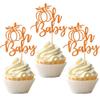 24 PCS Pumpkin Oh Baby Cupcake Toppers Glitter Fall Theme pumpkin Cupcake Picks Baby Shower Cake Decorations for Pumpkin Theme Gender Reveal Kids Birthday Party Supplies Orange view 1