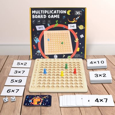 BAKAM Wooden Multiplication Board Math Game for Kids 8-12, Math Manipulatives Set with 100PCS Flash Cards for Kids 6-8 Years Old, Montessori Counting Toy Preschool Learning