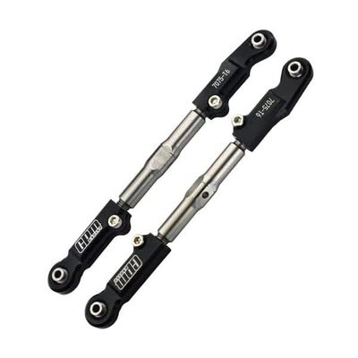 Aluminum 7075-T6+Stainless Steel Adjustable Front Steering Tie Rod For Traxxas 1/8 4WD Sledge Monster Truck 95076-4 - Black