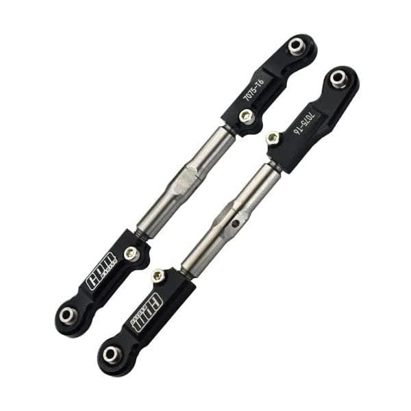 Aluminum 7075-T6+Stainless Steel Adjustable Front Steering Tie Rod For Traxxas 1/8 4WD Sledge Monster Truck 95076-4 - Black