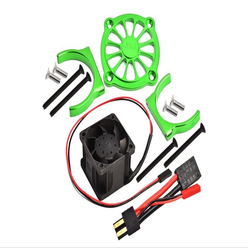 Aluminum Motor Heatsink with Cooling Fan Only Use with GPM Optional Quick Release Motor Base Item# SLE038A for Traxxas 1/8 4WD Sledge Monster Truck 95076-4 - 9Pc Set Green