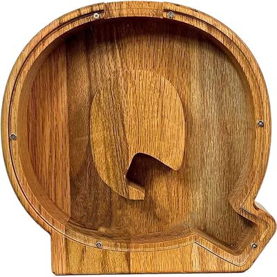 AAPIE Twenty-six English Wooden Letter Piggy Bank Unbreakable Money Bank Home Decor Ornaments Personalized Transparent Money Box Decorative
