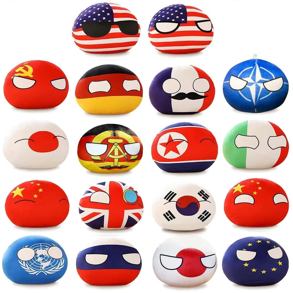 18pcs Countryballs Polish Ball Plush Toy Usa France Canada England Germany Japan China Short Plush Country Ball Plush Toy Mini Pillow Country Ball 4in