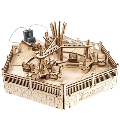CoasterDynamix 3-D Scrambler Carnival Ride Wooden Model Kit - Electric Motorized Building Puzzle Kit for Adults and Kids, Toy Puzzles and Mini Craft Decor Models for Jigsaw Assembly Projects