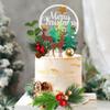 14PCS Christmas Cake Topper Merry Christmas Cake Decorations with Deer Santa Pine Tree for Xmas Winter Holiday Cake Decor Party Supplies (Gold) view 1