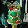 14PCS Christmas Cake Topper Merry Christmas Cake Decorations with Deer Santa Pine Tree for Xmas Winter Holiday Cake Decor Party Supplies (Gold) view 4