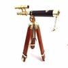 Telescope Brass Leather Antique Shinny Brass Handmade Tripod Wooden Stand Nautical Telescope/Marine Maritime Telescope view 1