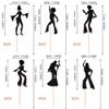 24 PCS Black Glitter 70s Disco Cupcake Toppers - Disco Dancing Cupcake Picks - Cake Decorations for Music Theme Wedding & Birthday Party Supplies view 2