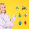 24 Sheets 8.27''5.9'' Make Your Own Robot Stickers for Kids Toddlers, Make a Face Stickers for Kids Party Favors Activities view 3