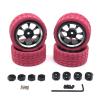 BAIJAC Compatible with WPL MN Model LC 1/18 1/16 1/14 1/12 RC Car Universal Modified Metal Wheel Tires, Cool Multi-Color Tire Skin Upgrade Parts ( Color : Pink ) view 1
