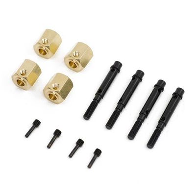 BAIJAC 4PCS Brass 12mm Wheel Hex Extended Adapter with Wheel Shaft for YK4082 YK4102 4103 YiKong RC Crawler Car Upgrade Parts ( Color : Yellow )