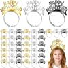 Yilloog 48 Pcs 2026 Happy New Year Headband Tiara Glitter Party Supplies for New Years Eve Party Decorations(Gold, Silver and Black) view 1