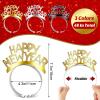 Yilloog 48 Pcs 2026 Happy New Year Headband Tiara Glitter Party Supplies for New Years Eve Party Decorations(Gold, Silver and Black) view 4