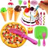 FUNERICA Play Food Goodies Set - Features Cutting Pizza, Ice Cream, Toy Birthday Cake, Fries, Dessert  Pretend Kitchen Toys for Toddlers, Boys, Girls view 1
