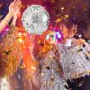 Lewtemi 11.8 Inch Silver Disco Ball Piata with 1 Piata Bat 1 Blindfold 1 Bag of Confetti and 20 Small Mirror Balls for Disco Themed Birthday Wedding Party Supplies view 2