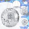 Lewtemi 11.8 Inch Silver Disco Ball Piata with 1 Piata Bat 1 Blindfold 1 Bag of Confetti and 20 Small Mirror Balls for Disco Themed Birthday Wedding Party Supplies view 4