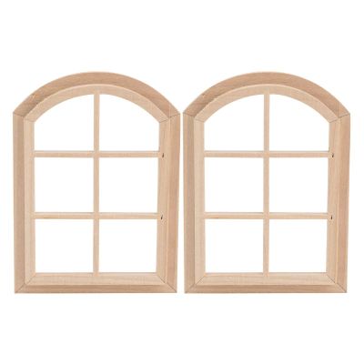 SPYMINNPOO Dollhouse Wooden Window, 1/12 Scale Miniature Arched Dollhouse Window House Model Accessories Golfclubcover Simulation Furniture