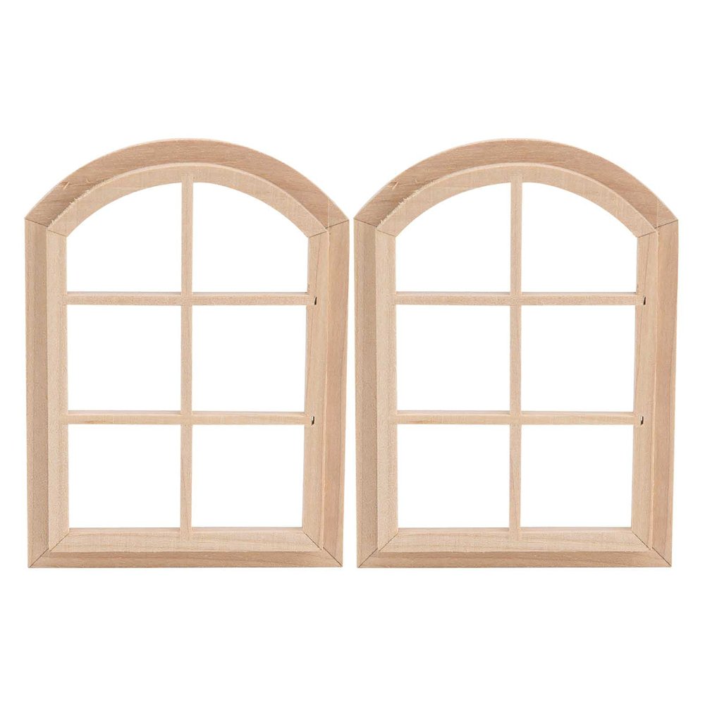 SPYMINNPOO Dollhouse Wooden Window, 1/12 Scale Miniature Arched Dollhouse Window House Model Accessories Golfclubcover Simulation Furniture