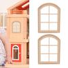 SPYMINNPOO Dollhouse Wooden Window, 1/12 Scale Miniature Arched Dollhouse Window House Model Accessories Golfclubcover Simulation Furniture view 3