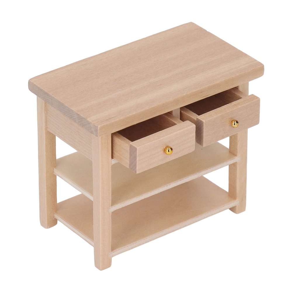 Sazao Dollhouse Furniture Dollhouse Bathroom Cabinet Traditional Birch Wood Simple for Dollhouse 112 Wood