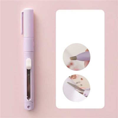 Folding Scissor Mini Color Folding Scissor Pen Cutter Portable Safe Ceramic Pencutter Utility for Paper Work Diary School Office Supplies(Purple)