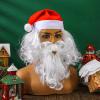 Eurzom 5 Pcs Christmas Santa Costume Set White Santa Claus Wig and Beard Christmas Hat Glasses and Gloves for Christmas Cosplay Party Photo Prop view 4