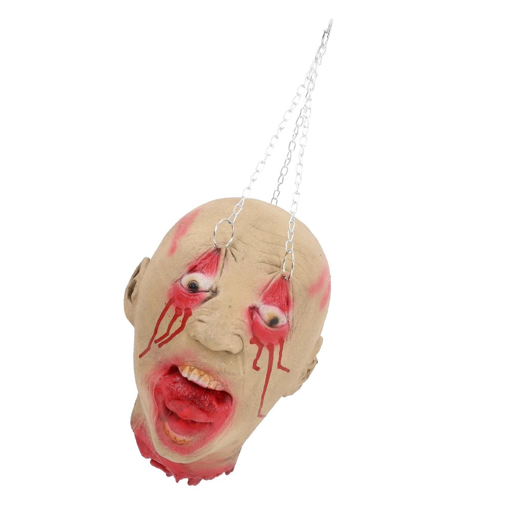 DECHOUS Halloween Severed Head Prop: Latex Realistic Scary Hanging Zombie Severed Head Decoration for Halloween Haunted House Party Bar Decor