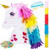 Unicorn Rainbow Piata for Girls Birthday Party Supplies Small Piata Set Includes Mask Bat and Confetti Bag for Kids Unicorn Theme Birthday Game Party Decorations, 16 x 10.6 x 3 Inches view 1