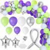 134 Pieces Buzz Birthday Party Balloon Garland Arch Kit 10 5 inch Purple Green Silver Star Foil Balloon for Buzz Themed Birthday Party Decorations view 1