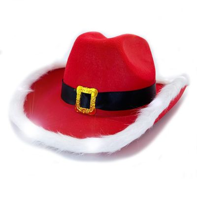 YADIRF Led Flashing Christmas Red Santa Clause Western Holiday Light Up Hat For Halloween Costume Party Birthday Christmas