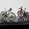1:10 Finger Alloy Bicycle Model Toy,Mini Highway Mountain Foldable Bike Ornaments for Boys Girls Collections,Functional Imitation,restore Details and Textures,smooth Surface-downhill MTB-orange view 3