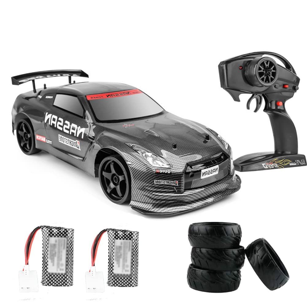QIYHBVR RC Drift Racing Car 70KM/H High Speed Remote Control Car Drift, 1/10 Scale RC Drift Car Super Fast RC Sport Racing Car Drift Vehicles Truck with 4 PCS Replacement Tires