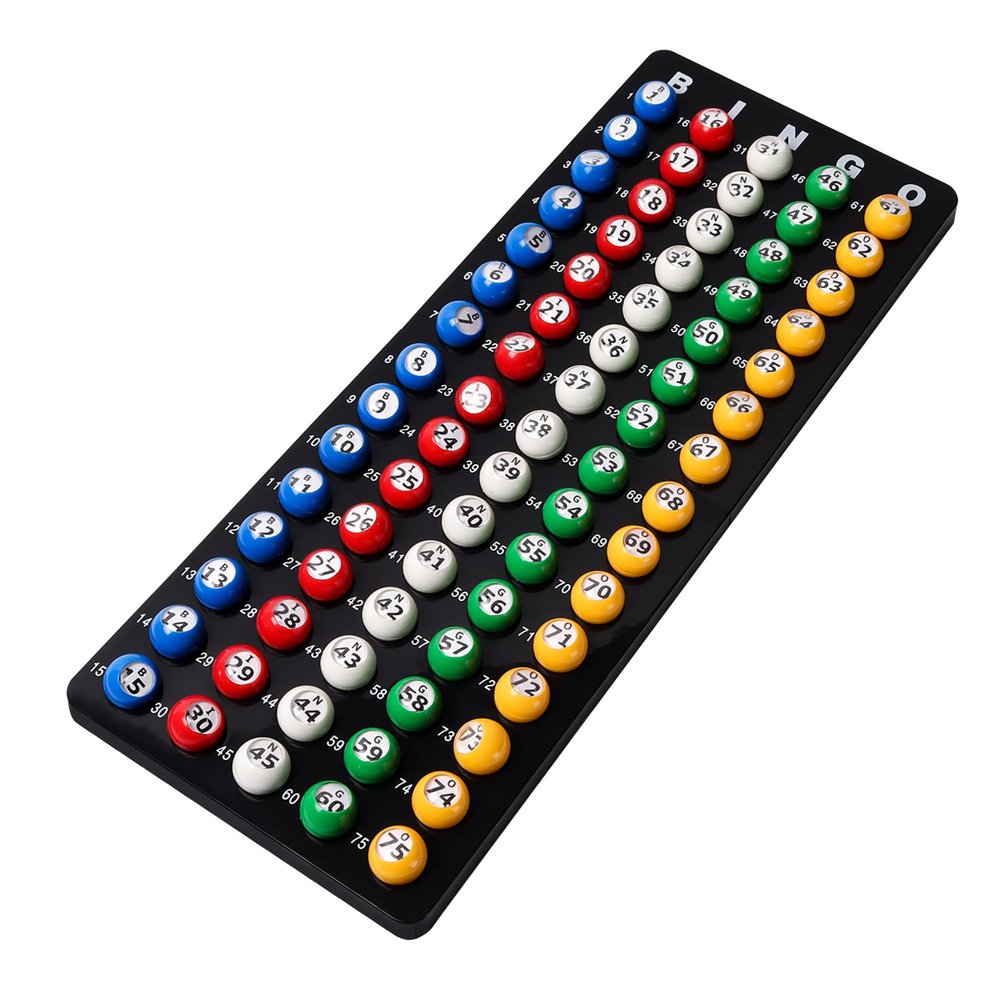 GSE Games & Sports Expert Professional Bingo Master Board & 7/8" Multi-Color Balls, Black Bingo Calling Board for Parties, Large Groups, Family Game Night