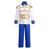 Boy Prince Charming Kids King Knight Toddler Medieval Royal Prince Outfit Gold Crown Boys Colonial Fairytale Party Birthday Royal Blue 8-10 Years view 2
