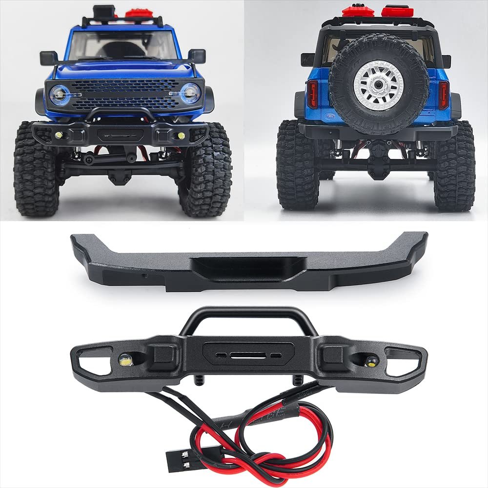 RCHUBAM Aluminum Front Rear Bumper with LED Lights for 1/24 Axial SCX24 AXI00006 Bronco RC Crawler Car