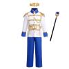 Boy Prince Charming Kids King Knight Toddler Medieval Royal Prince Outfit Gold Crown Boys Colonial Fairytale Party Birthday Royal Blue 10-12 Years view 1