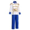 Boy Prince Charming Kids King Knight Toddler Medieval Royal Prince Outfit Gold Crown Boys Colonial Fairytale Party Birthday Royal Blue 10-12 Years view 3