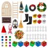 38Pcs Doll House Christmas Decoration, Miniature Christmas Dollhouse Accessories Fake Light Door Mini Xmas Tree 1:12 Miniature Scene Model Pretend Toys DIY Festival Holiday Party Favors view 1