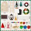 38Pcs Doll House Christmas Decoration, Miniature Christmas Dollhouse Accessories Fake Light Door Mini Xmas Tree 1:12 Miniature Scene Model Pretend Toys DIY Festival Holiday Party Favors view 4