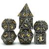 ZERMAL Metal DND Dragon Dice Set Dungeons and Dragons for Role Playing Games (RPG) MTG Pathfinder Tabletop Games(Black Gold) view 1