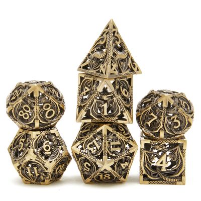 ZERMAL Metal DND Dragon Dice Set Dungeons and Dragons for Role Playing Games (RPG) MTG Pathfinder Tabletop Games(Ancient Bronze)
