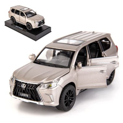BDTCTK 1/32 Compatible for Lexus LX570 Off-Road in Luxury SUV Model Car, Zinc Alloy Pull Back Toy car with Sound and Light for Kids Boy Girl Gift(Silver)